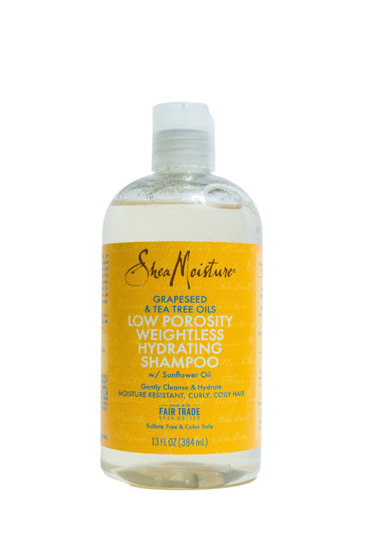 Shea Moisture Grapeseed & Tea Tree Oils Weightless Hydrating Shampoo – sampon pentru păr cu porozitate scăzută, 384 ml
